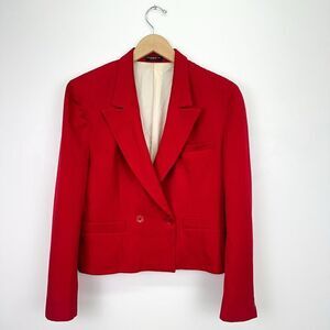 Kimbolton Women’s Vintage Cherry Red Cropped Doubled Breasted Pleated Skirt Set